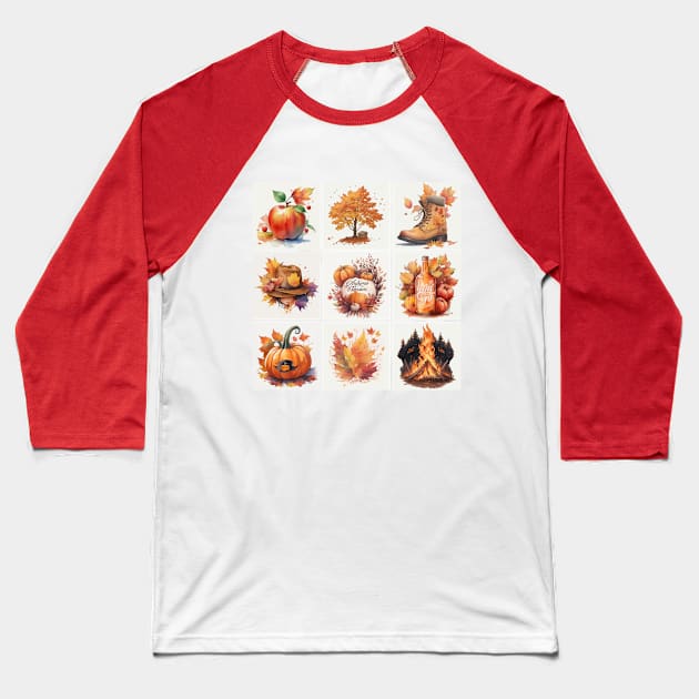 autumn season Baseball T-Shirt by AOAOCreation